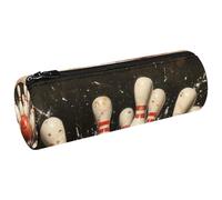 VAPOKF Bowling Ball Crashing Into The Pins Pen Pencil Case Coin Purse Cosmetic Makeup Bag for Student Stationery School Office Storage