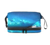 VAPOKF Boy Pulled Big Bulb Half Buried Ground Night Sky Stars Space Dust Cosmetic Bag for Women and Girls, Travel Toiletry Bag Makeup Handy Pouch Organizer Bag with Brush Compartment