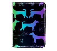 VAPOKF Bright Spectrum Dog Silhouette Passport Holder Travel Wallet Leather Card Case Cover, 11.5x16.5cm