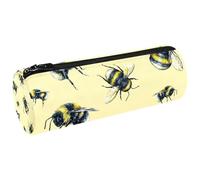 VAPOKF Bumble Bee on Yellow Background Canvas Pen Pencil Case Coin Purse Cosmetic Makeup Bag for Student Stationery School Office Storage
