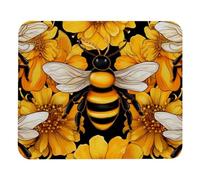 VAPOKF Bumble Bees on Yellow Flower Mouse Pad, Square Mousepad for Office Laptop, Non-Slip Rubber Base Gaming Mouse Mat, 8.3 x 9.8 inch