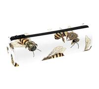 VAPOKF Bumble Bees Pattern Print Pencil Cases, PU Leather Pen Bag Student Stationery Organiser Bag Makeup Pouch for Women Girls Boys Kids School Office Supplies