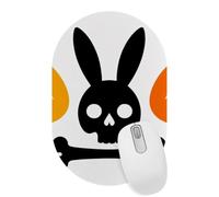 VAPOKF Bunny Skull Mouse Mat Office Oval Mousepad 28×18 cm, Non-Slip Rubber Base, Wear-Resistant, Washable, Smooth to Use, Scratch Free, Durable