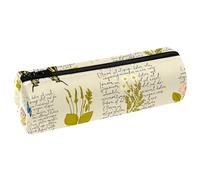 VAPOKF Butterfly and Dragonfly on Old Paper Print Pencil Cases, PU Leather Pen Bag Student Stationery Organiser Bag Makeup Pouch for Women Girls Boys Kids School Office Supplies