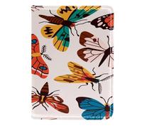VAPOKF Butterfly and Moth Insect Pattern Passport Holder Travel Wallet Leather Card Case Cover, 11.5x16.5cm