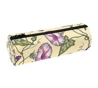 VAPOKF Butterfly on Morning Glory Plant Pencil Cases, PU Leather Pen Bag Student Stationery Organiser Bag Makeup Pouch for Women Girls Boys Kids School Office Supplies
