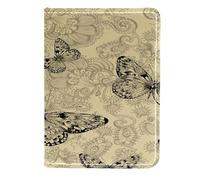VAPOKF Butterfly on Paisley Background Passport Holder Travel Wallet Leather Card Case Cover, 11.5x16.5cm