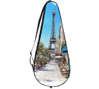 VAPOKF Café Under The Eiffel Tower Racket Bag for Tennis, Tennis Bat Cover Racket Case Paddle Bag, Holds up to 2 Racquets