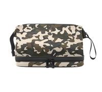 VAPOKF Camouflage War Army Cosmetic Bag for Women and Girls, Travel Toiletry Bag Makeup Handy Pouch Organizer Bag with Brush Compartment
