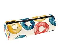 VAPOKF Candy Colored Swim Ring PU Leather Barrel Pen Pencil Case Coin Purse Cosmetic Makeup Bag for Student Stationery School Office Storage