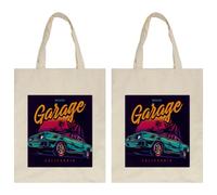 VAPOKF Canvas Tote Bags, Reusable Grocery Cloth Bag, Eco-Friendly Shopper Bag, Top Handle Bags Shoulder Bag for Shopping Work School Travel Casual Daily - Retro American Muscle Car