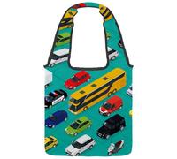 VAPOKF Cars Bus Ambulance and Bike Canvas Tote Bags, Women's Shoulder Handbags, Large Reusable Carry Bag Shoulder Bag for School Work Office Travel Shopping Casual