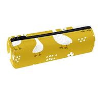 VAPOKF Cartoon Gooses on Meadow Pencil Cases, PU Leather Pen Bag Student Stationery Organiser Bag Makeup Pouch for Women Girls Boys Kids School Office Supplies