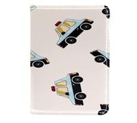 VAPOKF Cartoon Taxi Car Passport Holder Travel Wallet Leather Card Case Cover, 11.5x16.5cm