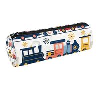 VAPOKF Cartoon Trains Canvas Pen Pencil Case Coin Purse Cosmetic Makeup Bag for Student Stationery School Office Storage