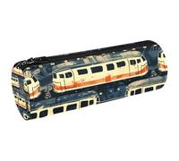 VAPOKF Cartoon Trains Canvas Pen Pencil Case Coin Purse Cosmetic Makeup Bag for Student Stationery School Office Storage