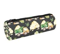 VAPOKF Cartoon Transportation Truck Canvas Pen Pencil Case Coin Purse Cosmetic Makeup Bag for Student Stationery School Office Storage