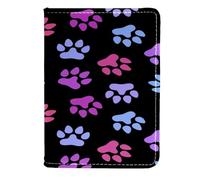 VAPOKF Cat Dog Pet Footprints Passport Holder Travel Wallet Leather Card Case Cover, 11.5x16.5cm