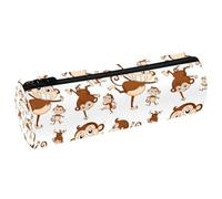 VAPOKF Cheeky Monkey Animal Pencil Cases, PU Leather Pen Bag Student Stationery Organiser Bag Makeup Pouch for Women Girls Boys Kids School Office Supplies