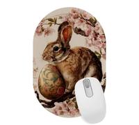 VAPOKF Cherry Blossom Bunny Mouse Pad | Desk Mat/Gaming Oval Mouse Pad | Improved Precision and Speed | Rubber Base for Stable Grip on Smooth Surfaces | 28×18 cm
