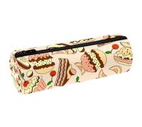 VAPOKF Cherry Muffin Cakes and Peach Pencil Cases, PU Leather Pen Bag Student Stationery Organiser Bag Makeup Pouch for Women Girls Boys Kids School Office Supplies