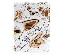 VAPOKF Chihuahua Dog and Footprints Passport Holder Travel Wallet Leather Card Case Cover, 11.5x16.5cm