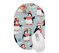 VAPOKF Christmas Penguin Mouse Pad for Desk - Gaming Mouse Pad with Non-Slip Base Stitched Edges, Oval Desk Mat for Keyboard and Mouse, 28×18 cm