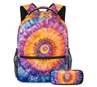 VAPOKF Colored Tie Dye School Bag Set for Teen Girls Boys Kids, Student Bookbag Backpack Rucksack with Pencil Case for Primary Secondary Junior High School