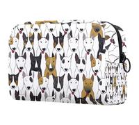 VAPOKF Colorful Bull Terrier Dog Pattern Cosmetic Bag for Women, Travel Toiletries Bags Large Makeup Handy Pouch Organizer Bag with Zipper