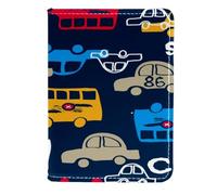 VAPOKF Colorful Car Bus Taxi Passport Holder Travel Wallet Leather Card Case Cover, 11.5x16.5cm