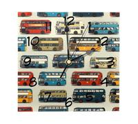 VAPOKF Colorful Double Decker Bus Silent Quartz Wall Clocks Non-Ticking Battery Operated Clock Home Decor for Bedroom Living Kitchen Office