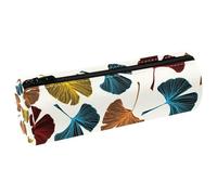 VAPOKF Colorful Gingko Biloba Leave Pattern Print Pencil Cases, PU Leather Pen Bag Student Stationery Organiser Bag Makeup Pouch for Women Girls Boys Kids School Office Supplies