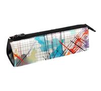 VAPOKF Colorful Plaid Crossing Lines Triangle Pen Bag Pencil Case, Student Stationery Pouch for School Office Supplies