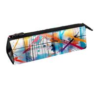 VAPOKF Colorful Plaid Crossing Lines Triangle Pen Bag Pencil Case, Student Stationery Pouch for School Office Supplies