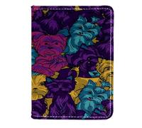 VAPOKF Colorful Yorkshire Terrier Dogs Passport Holder Travel Wallet Leather Card Case Cover, 11.5x16.5cm