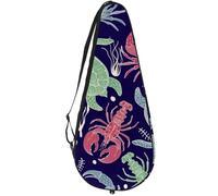 VAPOKF Colourful Turtles Crabs and Lobsters Racket Bag for Tennis, Tennis Bat Cover Racket Case Paddle Bag, Holds up to 2 Racquets