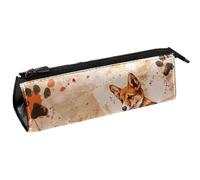 VAPOKF Corgis Pawprints on Grunge Pen Bag Stationery Pouch Pencil Bag Cosmetic Pouch Bag Compact Zipper Bag