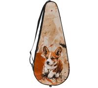 VAPOKF Corgis Pawprints on Grunge Racket Bag for Tennis, Tennis Bat Cover Racket Case Paddle Bag, Holds up to 2 Racquets