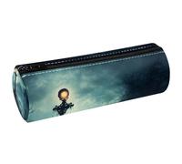 VAPOKF Creepy Cemetery Print Pencil Cases, PU Leather Pen Bag Student Stationery Organiser Bag Makeup Pouch for Women Girls Boys Kids School Office Supplies