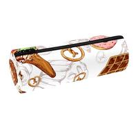 VAPOKF Cupcake Pancake and Donuts Pencil Cases, PU Leather Pen Bag Student Stationery Organiser Bag Makeup Pouch for Women Girls Boys Kids School Office Supplies