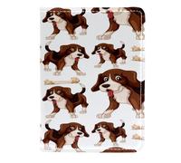 VAPOKF Cute Beagle Dog and Bones Passport Holder Travel Wallet Leather Card Case Cover, 11.5x16.5cm
