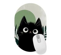 VAPOKF Cute Black Cat Mouse Pad, 28×18 cm Mouse Mat, Oval Gaming Mousepad, Desk Mat with Rubber Base, Desk Pad Laptop for Office and Home