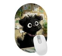 VAPOKF Cute Black Dog Mouse Pad, 28×18 cm Mouse Mat, Oval Gaming Mousepad, Desk Mat with Rubber Base, Desk Pad Laptop for Office and Home