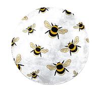 VAPOKF Cute Bumble Bee Pattern Fluffy Rugs for Living Room, Round Shaggy Rug Floor Carpet for Bedroom Kids Room Decor, 60 x 60 cm