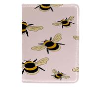 VAPOKF Cute Bumble Bees Pattern Passport Holder Travel Wallet Leather Card Case Cover, 11.5x16.5cm