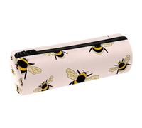 VAPOKF Cute Bumble Bees Pattern Print Pencil Cases, PU Leather Pen Bag Student Stationery Organiser Bag Makeup Pouch for Women Girls Boys Kids School Office Supplies