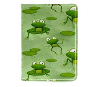 VAPOKF Cute Cartoon Frogs on Water Lily Passport Holder Travel Wallet Leather Card Case Cover, 11.5x16.5cm