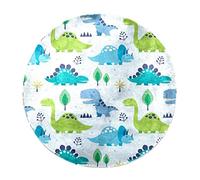 VAPOKF Cute Dinosaurs Non-Slip Throw Rug for Bedroom, Furry Area Rugs for Sofa Living Room Dorm Decor, (Round - 2.6' Diameter)
