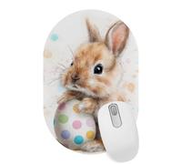 VAPOKF Cute Easter Bunny Mouse Mat Office Oval Mousepad 28×18 cm, Non-Slip Rubber Base, Wear-Resistant, Washable, Smooth to Use, Scratch Free, Durable