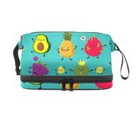 VAPOKF Cute Fruit Avocado Mango Pineapple Pattern Cosmetic Bag for Women and Girls, Travel Toiletry Bag Makeup Handy Pouch Organizer Bag with Brush Compartment